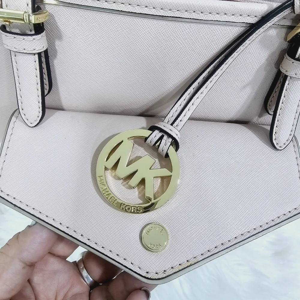 Michael Kors pink saffiano leather tote purse